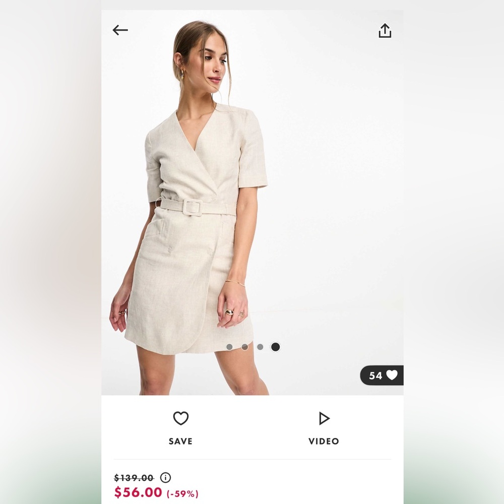 & Other Stories Cream Linen Belted Dress